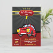 子供のレーシングカーバースデーパーティー招待状 招待状 (スタンド正面)