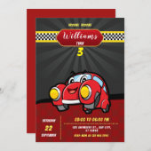 子供のレーシングカーバースデーパーティー招待状 招待状 (正面/裏面)