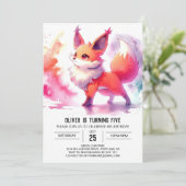 子供のログハウス風フォックス誕生日 招待状 (スタンド正面)