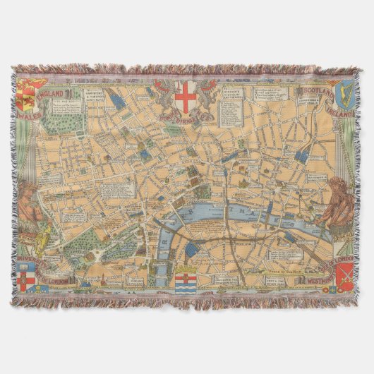 子供のロンドン、イギリスの地図 スローブランケット (正面)