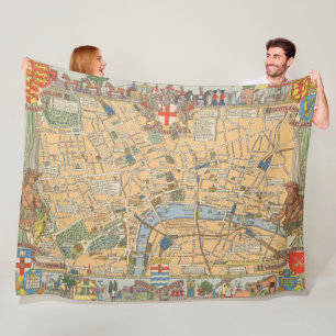 子供のロンドン、イギリスの地図 フリースブランケット