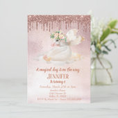 子供のローズゴールドグリッター ユニコーンペガサス 招待状 (スタンド正面)