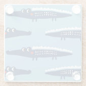 子供のワニのパターン：夏の遊び心。 ガラスコースター (裏面)