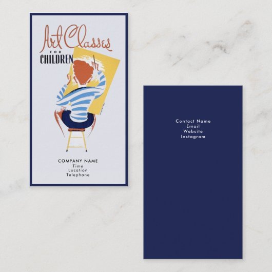 子供のヴィンテージのレトロの広告宣伝のための美術教室 名刺 (正面/裏面)