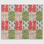 子供のヴィンテージの休日の包装紙のコラージュ ラッピングペーパー (フラット)