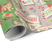 子供のヴィンテージの休日の包装紙のコラージュ ラッピングペーパー (ロールコーナー)