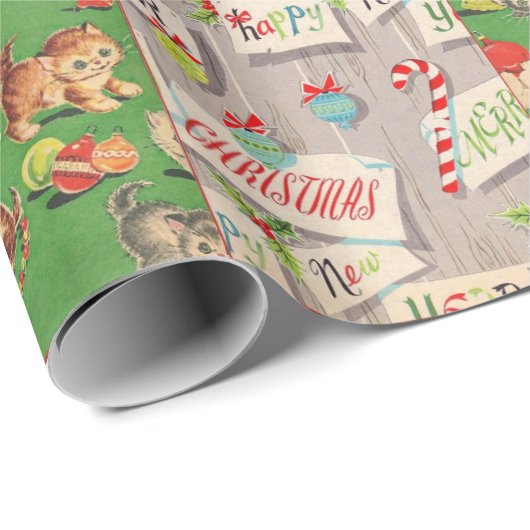 子供のヴィンテージの休日の包装紙のコラージュ ラッピングペーパー (ロールコーナー)