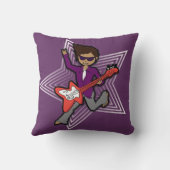 子供の一流のロックスターのギターの男の子の紫色の枕 クッション (裏面)