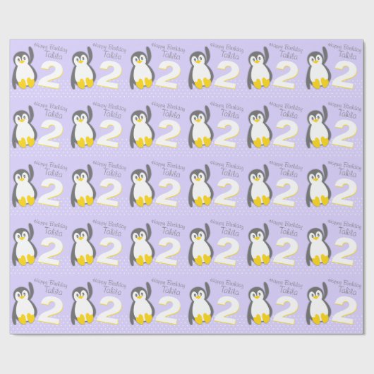 子供の一流の年齢2のかわいいペンギンの誕生日パターン覆い ラッピングペーパー (フラット)