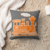 子供の一流の蒸気の列車のオレンジ灰色の装飾用クッション クッション (ブランケット)