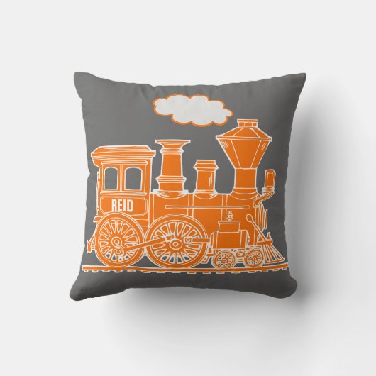 子供の一流の蒸気の列車のオレンジ灰色の装飾用クッション クッション (裏面)