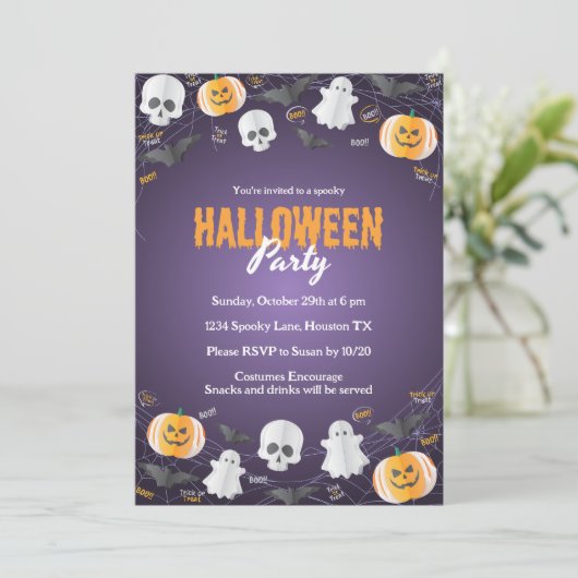 子供の不気味衣装パーティートリックまたはハロウィーンの治療 招待状 (スタンド正面)