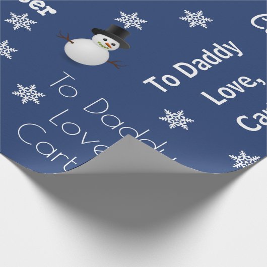 子供の与え贈り物パーソナライズされたのクリスマスブルー ラッピングペーパー (角)