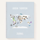 子供の世界地図 動物日記帳 ノートブック (正面)