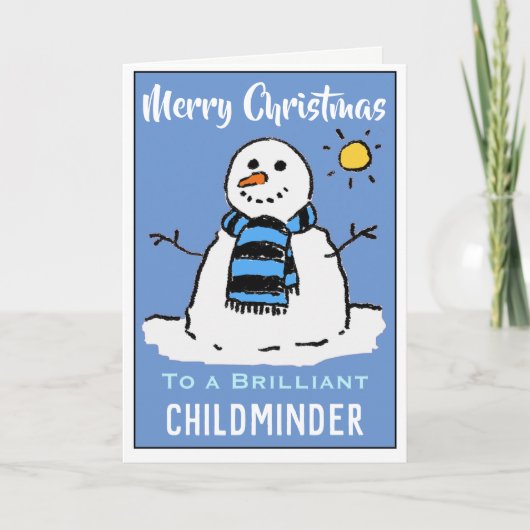 子供の世話係のための楽しい雪だるまのクリスマスカード シーズンカード (正面)