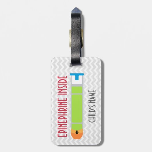 子供の中のピーナツアレルギーのアドレナリンは個人化なります ラゲッジタグ (裏面縦)