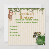 子供の人気があるなジャングルの第6誕生日の招待状 招待状 (裏面)