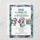 子供の人魚の5歳のクリスマス誕生日パーティー招待状 招待状 (正面)