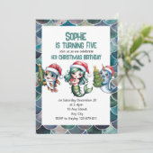 子供の人魚の5歳のクリスマス誕生日パーティー招待状 招待状 (スタンド正面)