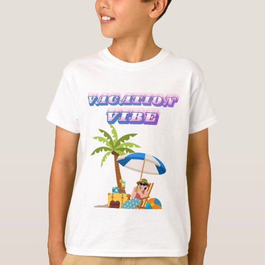 子供の休暇の雰囲気ビーチTシャツ | 夏の休日 Tシャツ (正面)