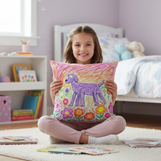 子供の作品 カラフル 抽象的な子供の絵 クッション