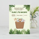 子供の公園 緑 自然 動物 かわいい 誕生日 招待状 (スタンド正面)