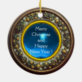 子供の円形の青いサファイアとのマドンナ セラミックオーナメント (裏面)