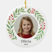 子供の写真とヒイラギのリース クリスマス 2025 セラミックオーナメント (裏面)