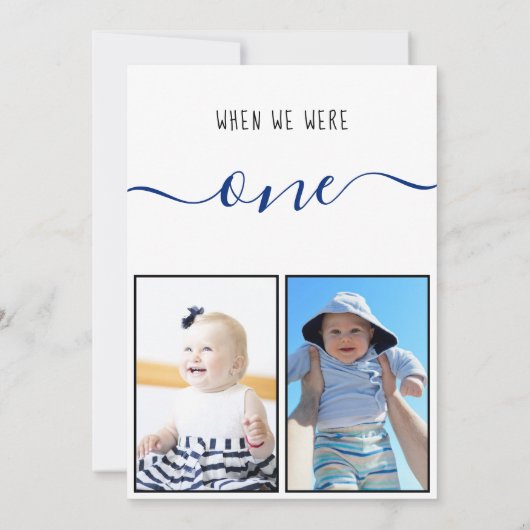 子供の写真と1つの大きなテーブル番号だった時 招待状 (裏面)