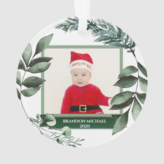 子供の写真のクリスマス オーナメント (裏面)