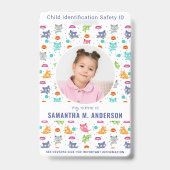 子供の写真の緊急IDおもしろい子供の識別 バッジ (正面)