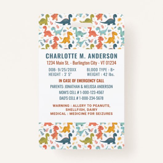 子供の写真の緊急ID子供の識別 バッジ (裏面)