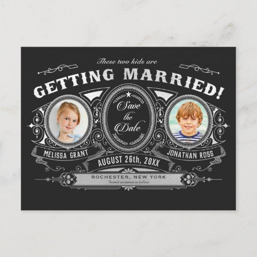 子供の写真を保存する日付はがき銀箔 案内ポストカード (正面)