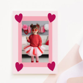子供の写真入りハートフレームバレンタインカード 学校用 ノートカード