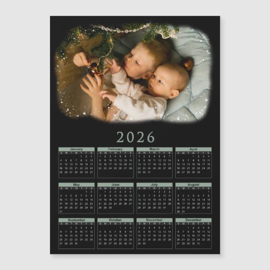 子供の写真入りマグネットカレンダー 2026年 (正面)
