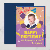 子供の写真風船 ハッピーバースデー オーダーメイド サンキューカード (正面/裏面)