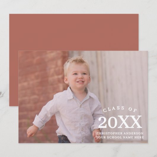 子供の写真 クラス 年度 卒業 案内状 (正面/裏面)