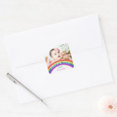 子供の写真 バースデー サンクス ステッカー レインボー (封筒)