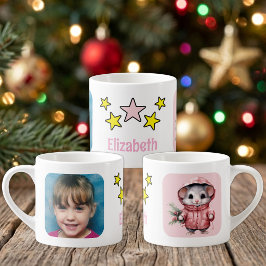 子供の写真 名前 ネズミ クリスマス ピンク エスプレッソカップ