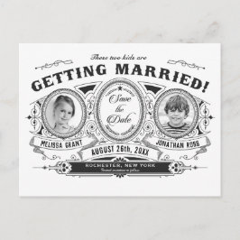 子供の写真Dateのポストカー結婚ドヴィンテージを保存 案内ポストカード