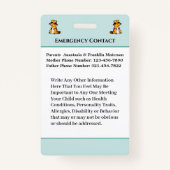 子供の写真ID識別カードのおもしろい バッジ (裏面)