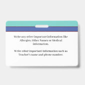 子供の写真ID識別カードのカスタム バッジ (裏面)