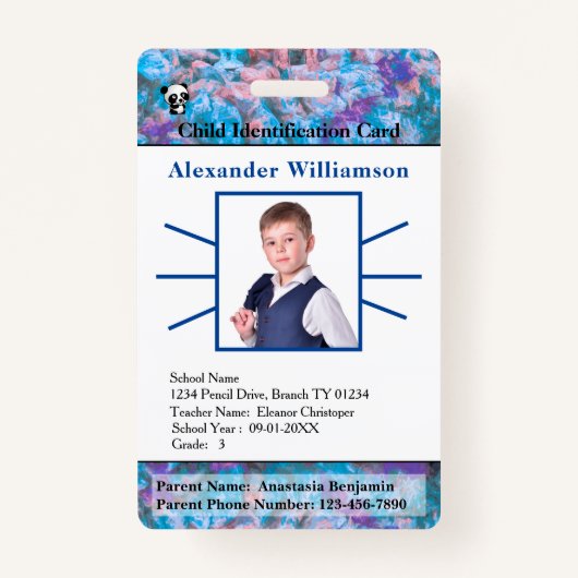 子供の写真ID識別カードのカスタム バッジ (正面)