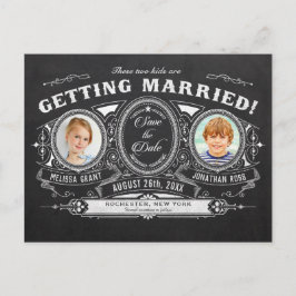 子供の写真Save the Date Postcards Chalkboard 案内ポストカード