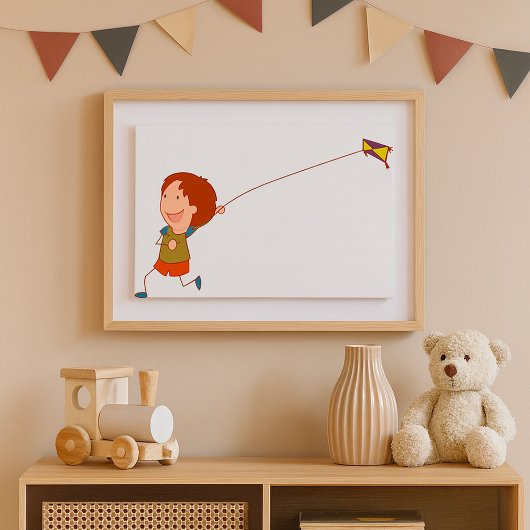 子供の凧揚げ ハッピーな子供時代 ポスター