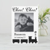 子供の列車の誕生日パーティーの招待状。 招待状 (スタンド正面)