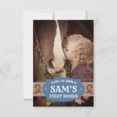 子供の初めてのカウボーイ・ショー 青茶色 ウェスタン写真 サンキューカード (正面)