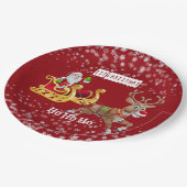 子供の初めてのクリスマス サンタのトナカイのスレー ホー・ホー・ホー ペーパープレート (アングル)