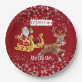 子供の初めてのクリスマス サンタのトナカイのスレー ホー・ホー・ホー ペーパープレート (正面)
