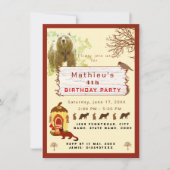 子供の動物と木の誕生日パーティー 招待状 (正面)